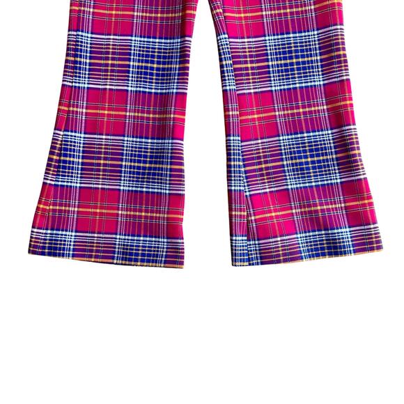 Vintage Red Plaid Bell Bottom Pants Size 30x24 preowned - Picture 2 of 9